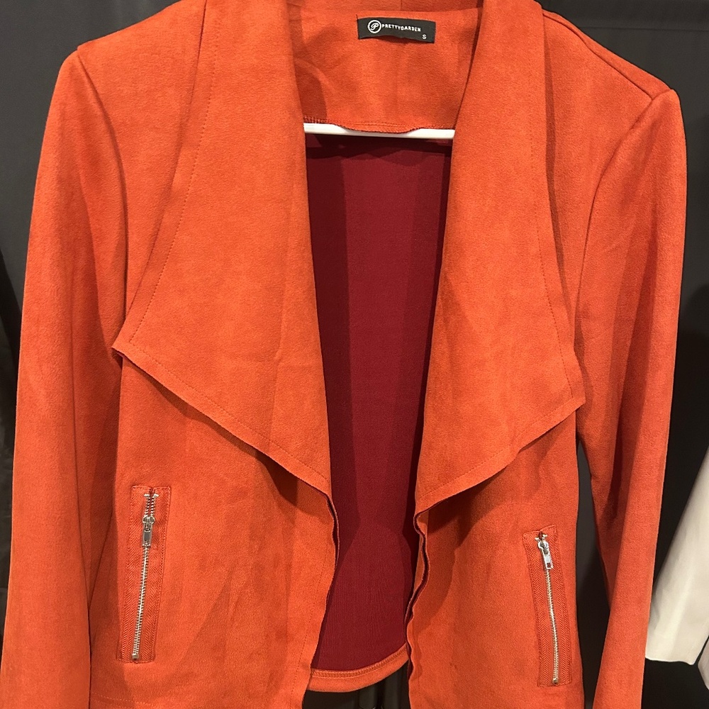 PRETTYGARDEN Women's Faux Suede Jacket Long Sleeve Open Front Cropped Coat